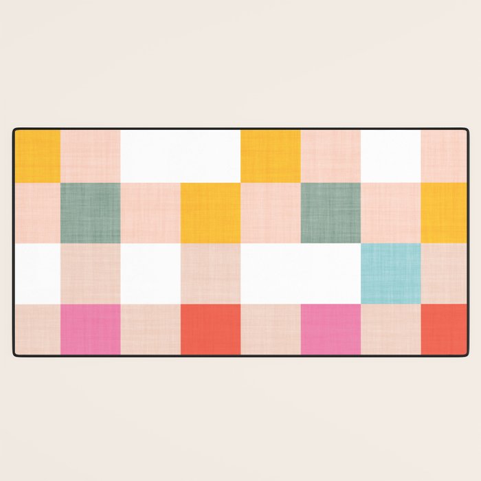 Playful Summer Gingham Check pattern Desk Mat Gallery Image 3