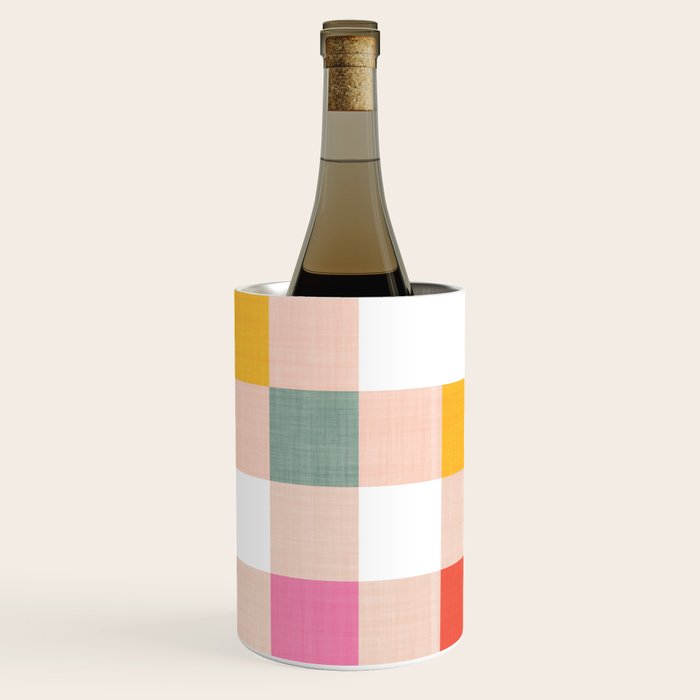 Playful Summer Gingham Check pattern Wine Chiller Gallery Image 2