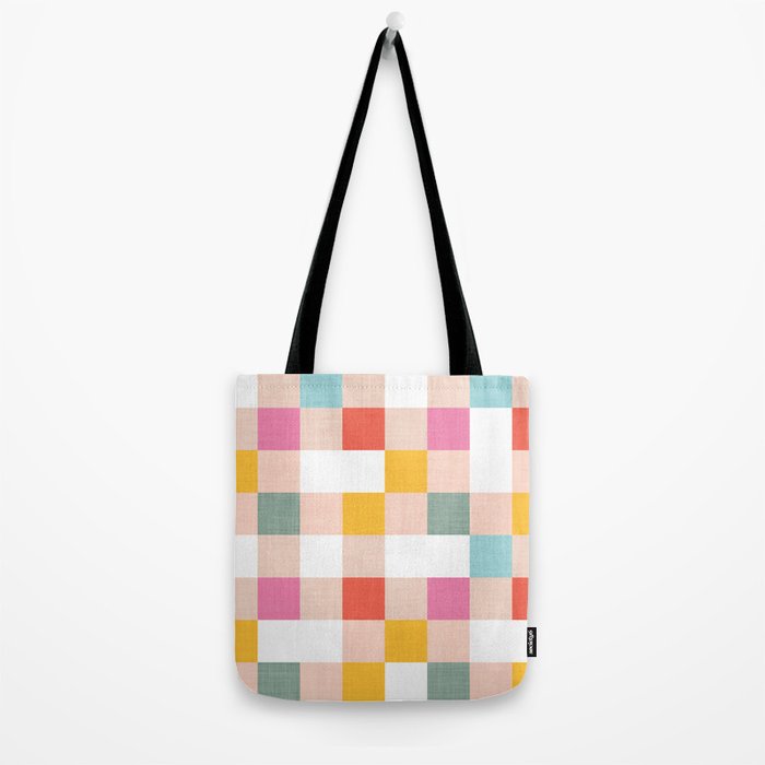 Playful Summer Gingham Check pattern Tote Bag Gallery Image 2