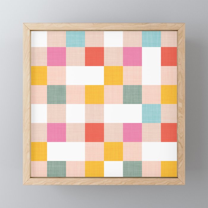 Playful Summer Gingham Check pattern Mini Art Print Gallery Image 1