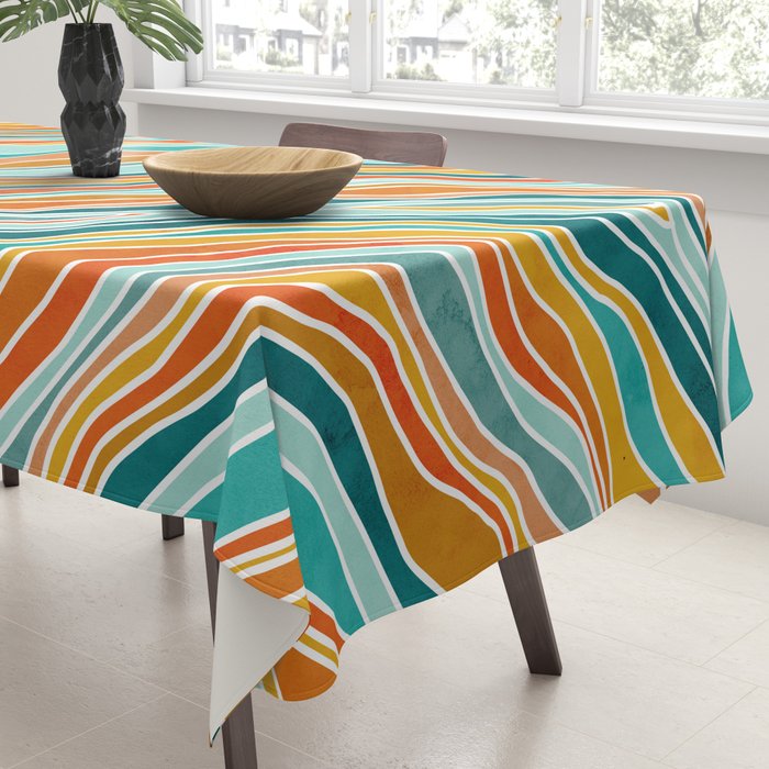 Colorful Summer Stripes Tablecloth Gallery Image 3