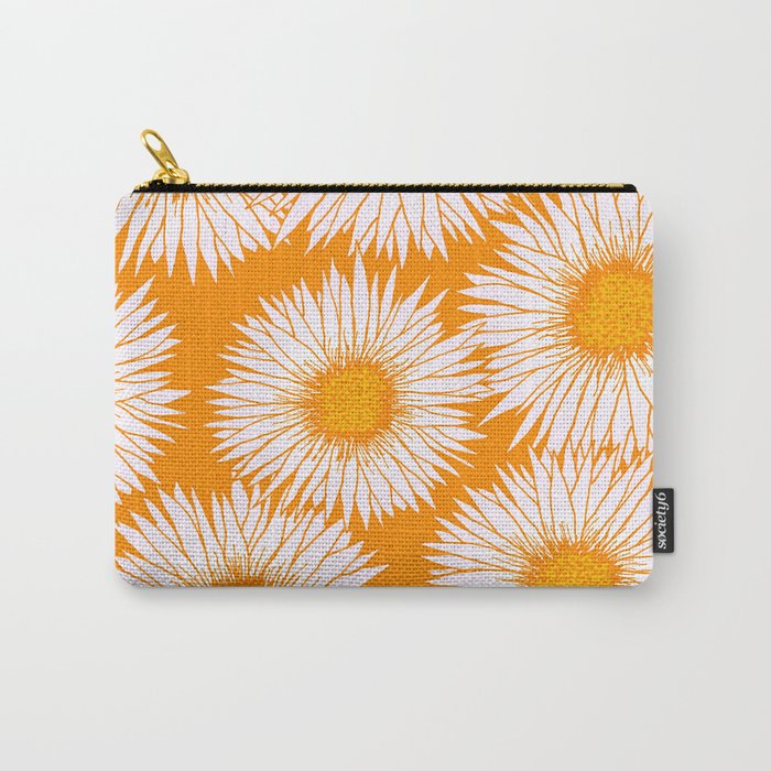 Orange and White Sunflowers Carry All Pouch Gallery Image 1