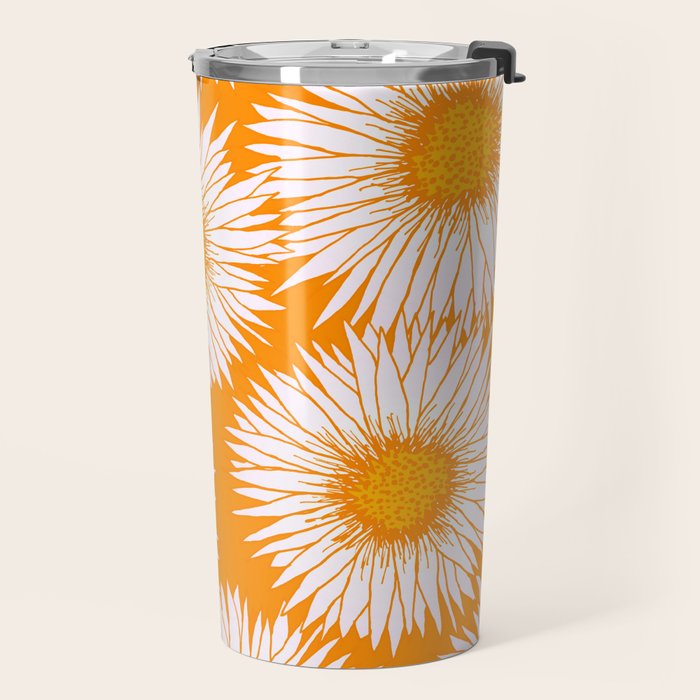 Orange and White Sunflowers Travel Mug Gallery Image 2