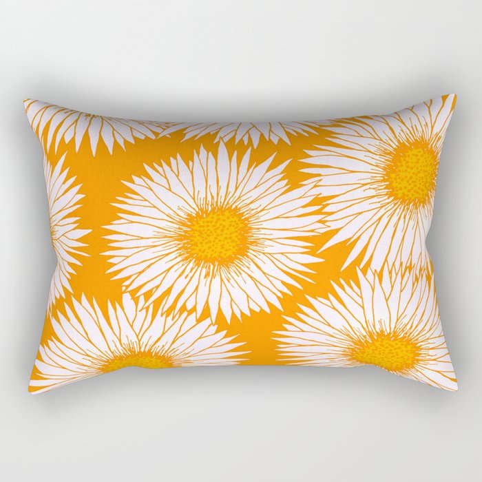 Orange and White Sunflowers Rectangular Pillow Gallery Image 1