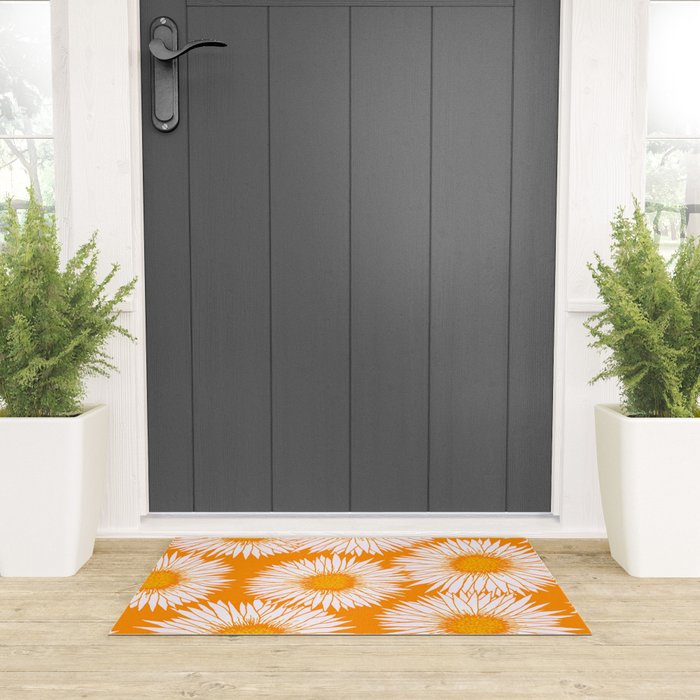 Orange and White Sunflowers Welcome Mat Gallery Image 3