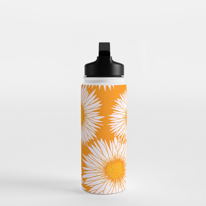 Orange and White Sunflowers Water Bottle Gallery Image 3