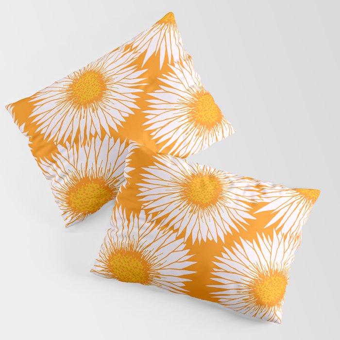 Orange and White Sunflowers Pillow Sham Gallery Image 3