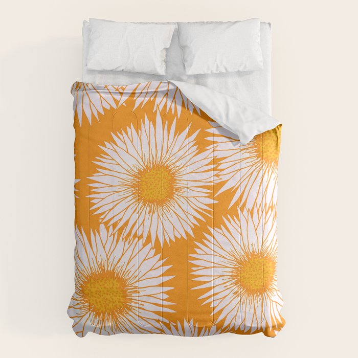 Orange and White Sunflowers Comforter Gallery Image 6