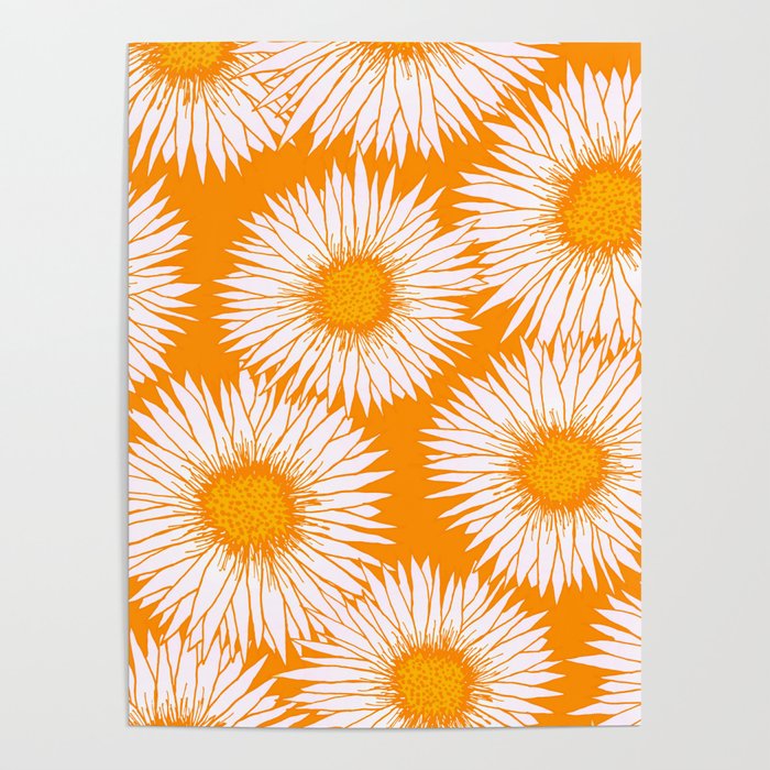 Orange and White Sunflowers Poster Gallery Image 4