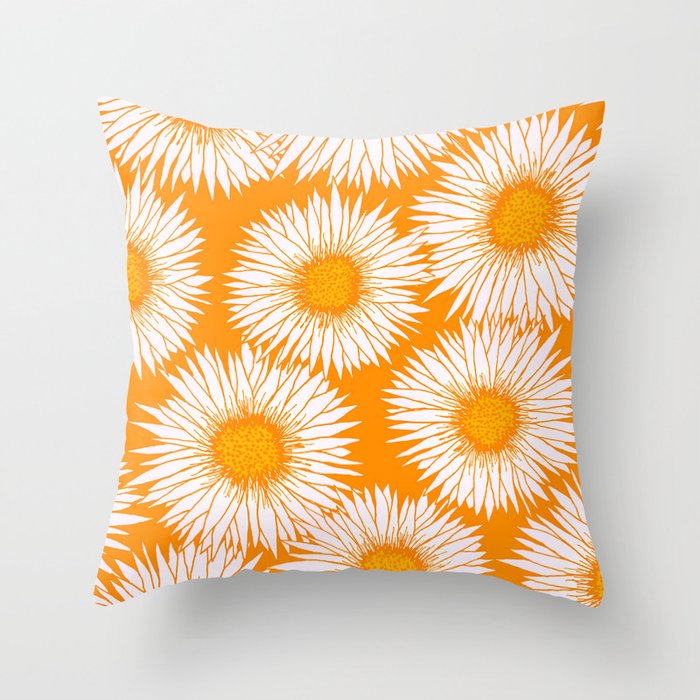 Orange and White Sunflowers Throw Pillow Gallery Image 6