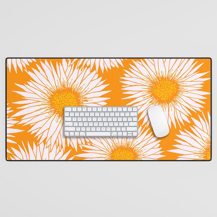 Orange and White Sunflowers Desk Mat Gallery Image 1