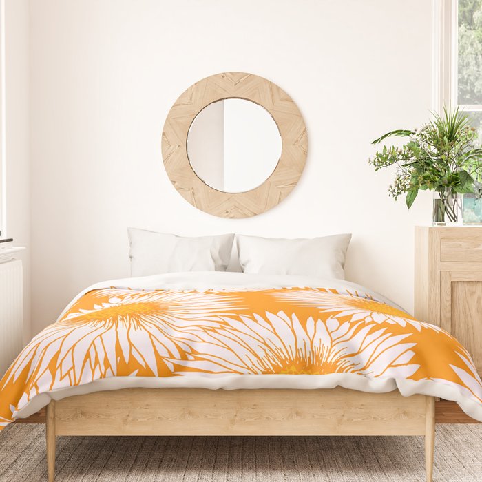 Orange and White Sunflowers Duvet Cover Gallery Image 3
