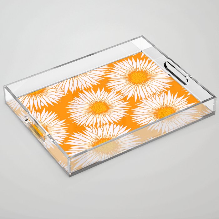 Orange and White Sunflowers Acrylic Tray Gallery Image 1