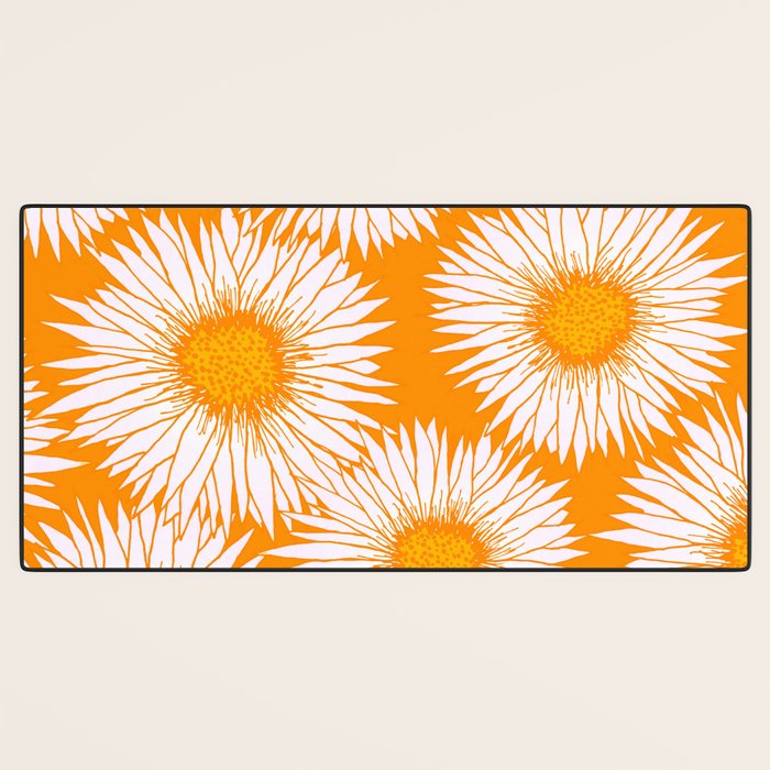 Orange and White Sunflowers Desk Mat Gallery Image 3