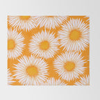 Orange and White Sunflowers Throw Blanket Gallery Image 2