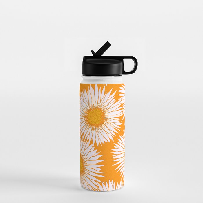 Orange and White Sunflowers Water Bottle Gallery Image 1