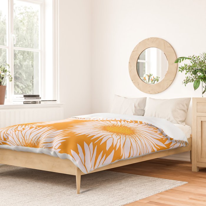 Orange and White Sunflowers Duvet Cover Gallery Image 2