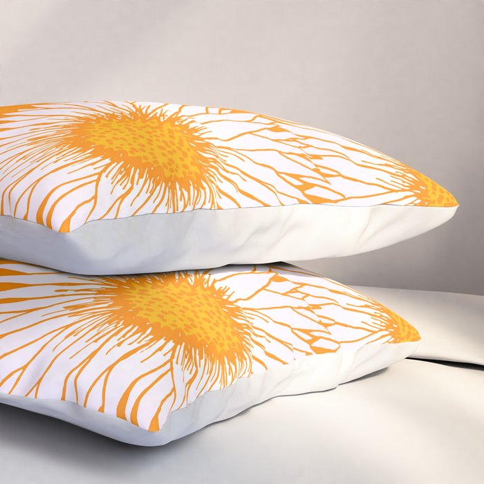 Orange and White Sunflowers Pillow Sham Gallery Image 3