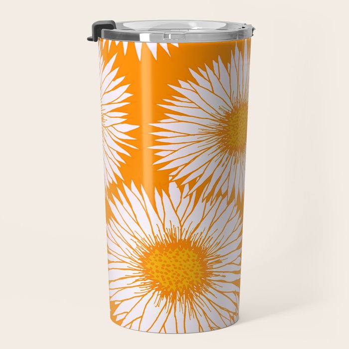 Orange and White Sunflowers Travel Mug Gallery Image 3