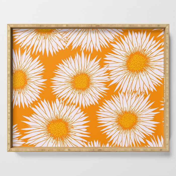 Orange and White Sunflowers Serving Tray Gallery Image 1