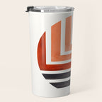 Burnt Sienna Circle Round Framed Mid Century Modern Aztec Geometric Pattern Maze Travel Mug Gallery Image 3