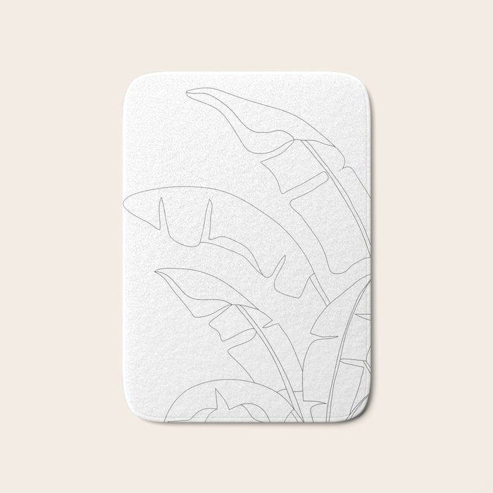 Minimal Line Art Banana Leaves Bath Mat Gallery Image 1