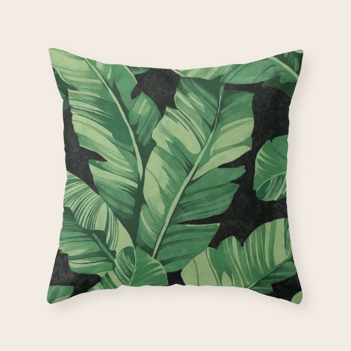 Tropical banana leaves II Throw Pillow Gallery Image 1