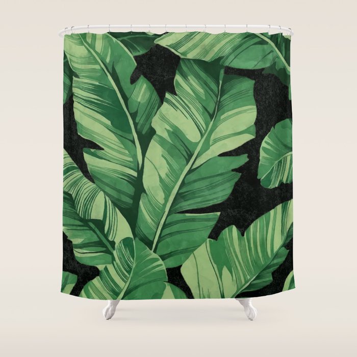 Tropical banana leaves II Shower Curtain Gallery Image 1
