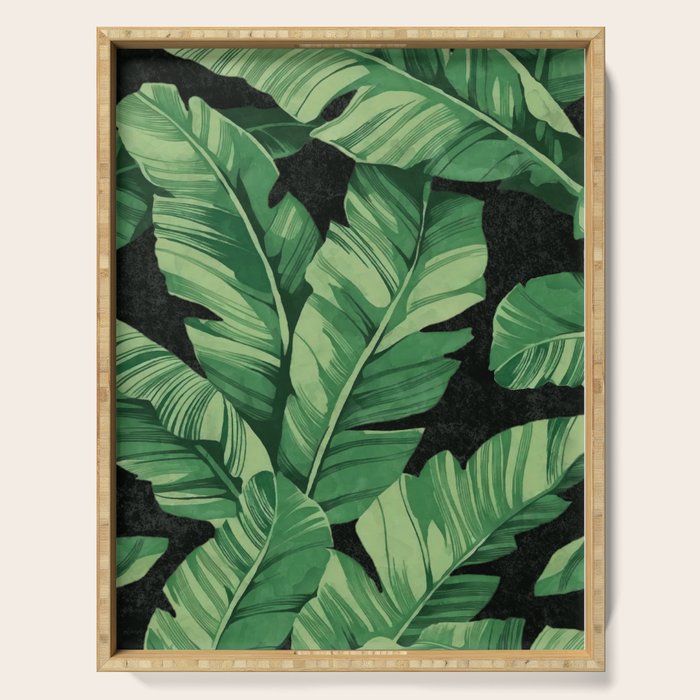 Tropical banana leaves II Serving Tray Gallery Image 1