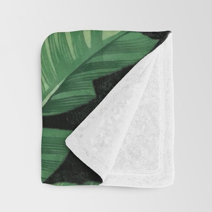 Tropical banana leaves II Throw Blanket Gallery Image 3