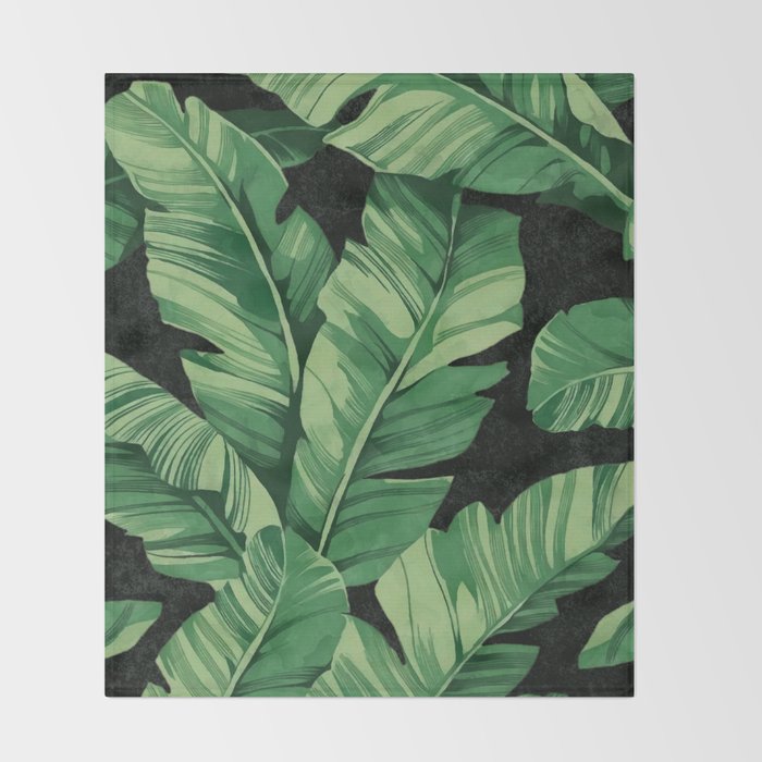 Tropical banana leaves II Throw Blanket Gallery Image 2