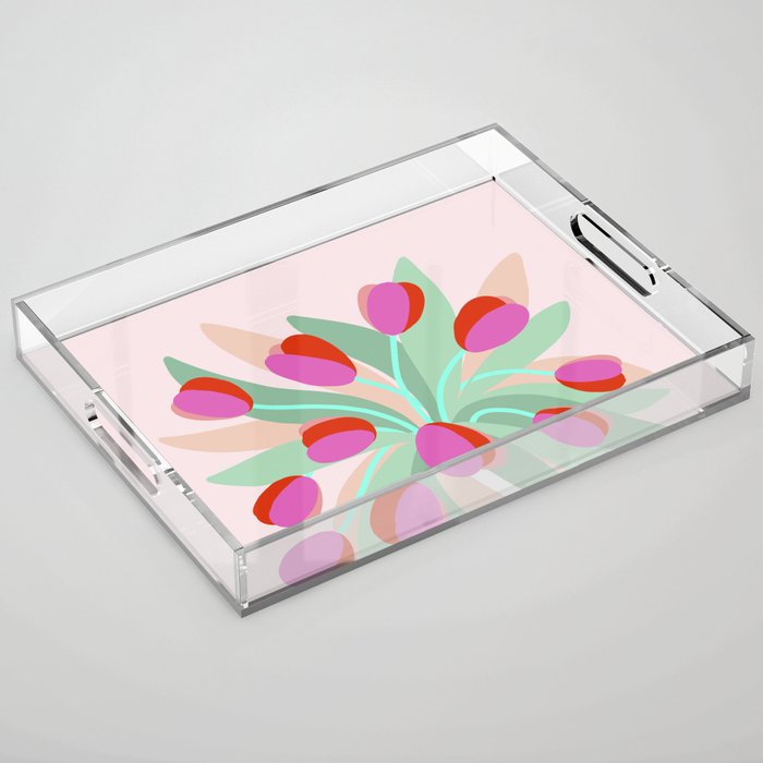 Full Bloom Tulips in a Vase  Acrylic Tray Gallery Image 1