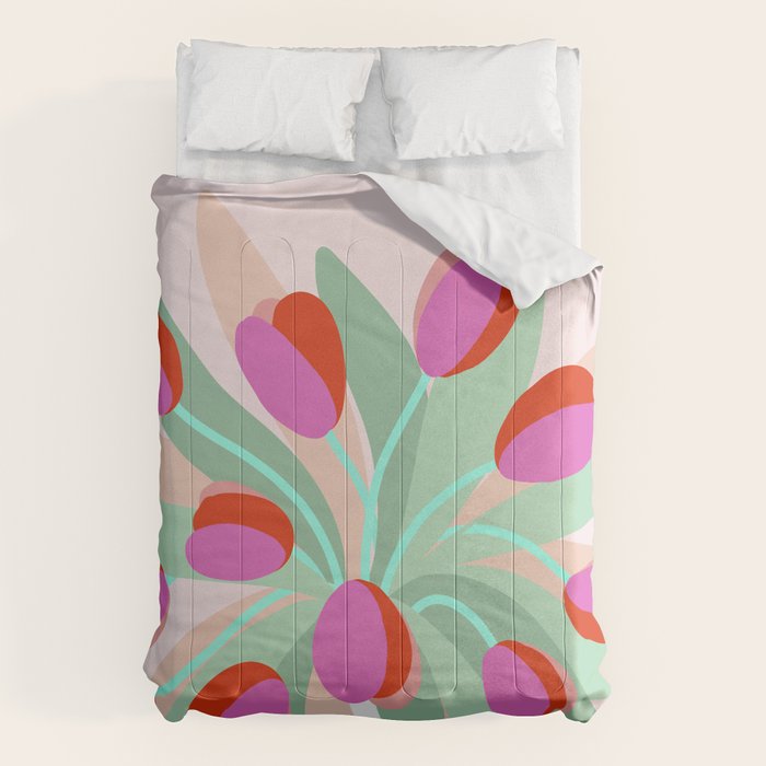 Full Bloom Tulips in a Vase  Comforter Gallery Image 1