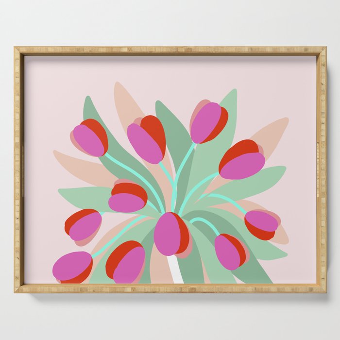 Full Bloom Tulips in a Vase  Serving Tray Gallery Image 1