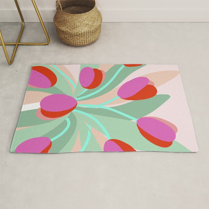 Full Bloom Tulips in a Vase  Rug Gallery Image 1