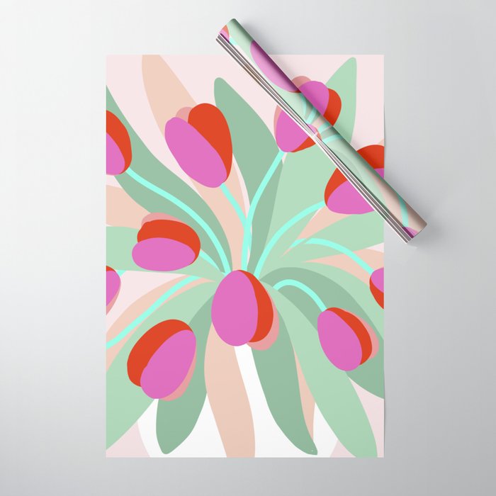 Full Bloom Tulips in a Vase  Wrapping Paper Gallery Image 1