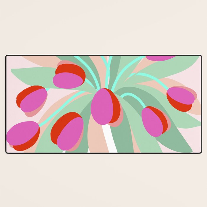 Full Bloom Tulips in a Vase  Desk Mat Gallery Image 3