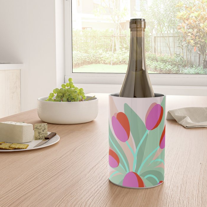 Full Bloom Tulips in a Vase  Wine Chiller Gallery Image 4