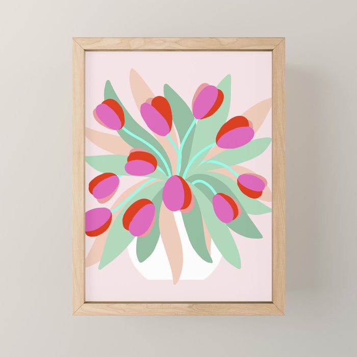 Full Bloom Tulips in a Vase  Mini Art Print Gallery Image 1