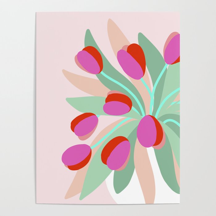 Full Bloom Tulips in a Vase  Poster Gallery Image 1