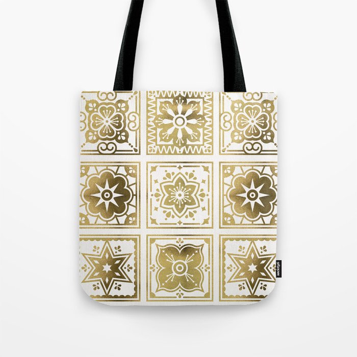 Talavera Mexican Tile - Gold Palette Tote Bag Gallery Image 1