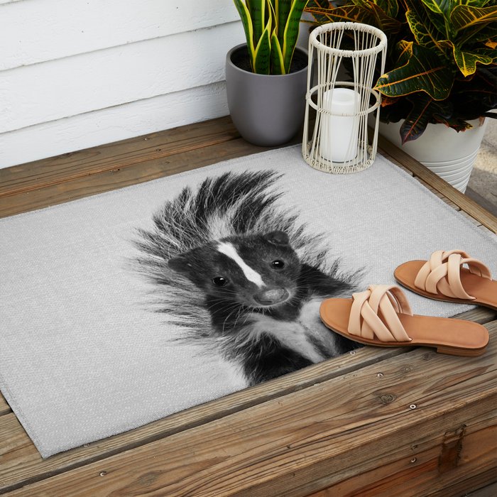 Skunk - Black & White Outdoor Rug Gallery Image 2