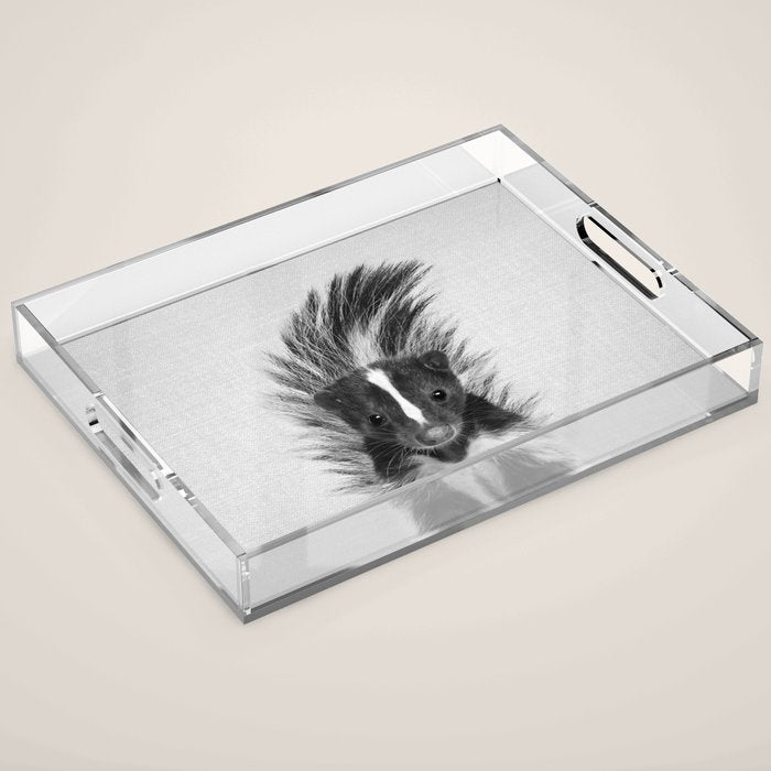 Skunk - Black & White Acrylic Tray Gallery Image 1