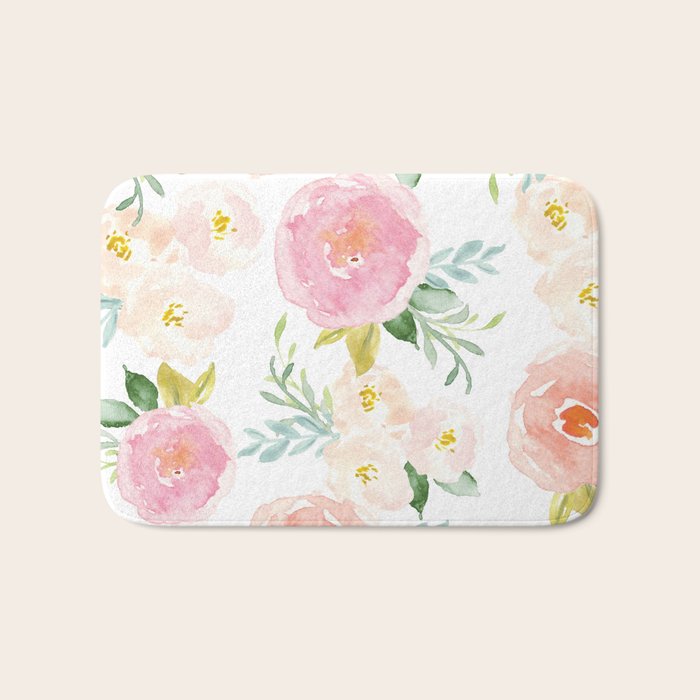 Sweet Pink Blooms (Floral 02) Bath Mat Gallery Image 1