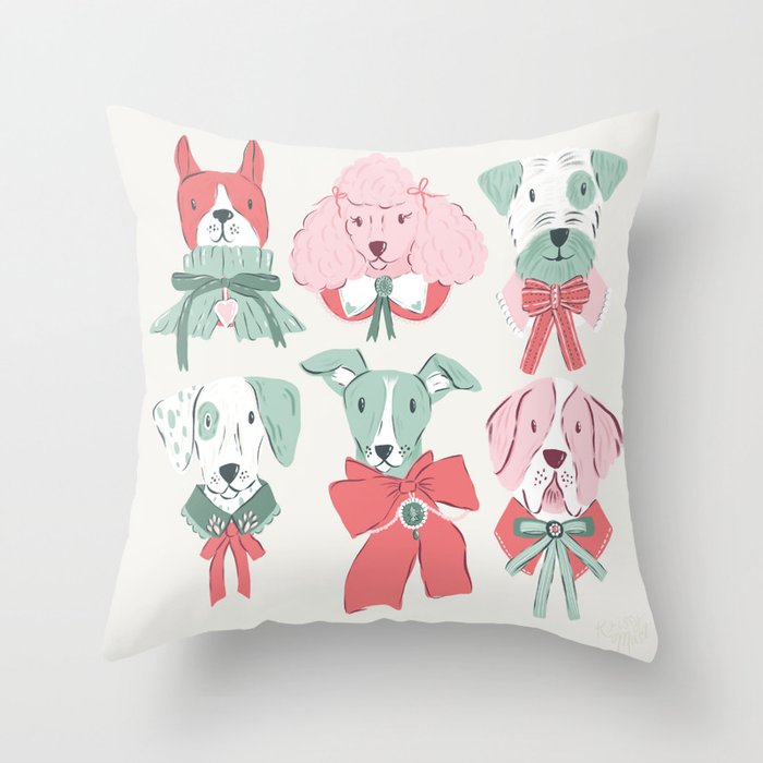 Christmas Dogs Portrait  Throw Pillow Gallery Image 6