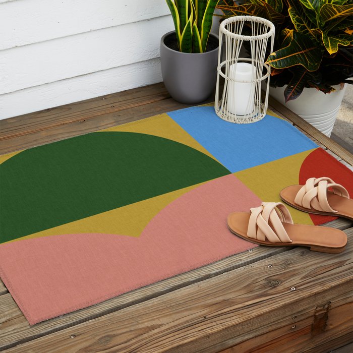 abstract retro vivid fall 9 Outdoor Rug Gallery Image 2