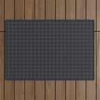 Gingham Check Dark Plaid Pattern in Navy Blue and Brown Outdoor Rug Gallery Image 1