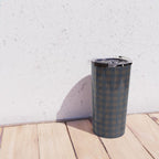 Gingham Check Dark Plaid Pattern in Navy Blue and Brown Travel Mug Gallery Image 4