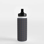 Gingham Check Dark Plaid Pattern in Navy Blue and Brown Water Bottle Gallery Image 2