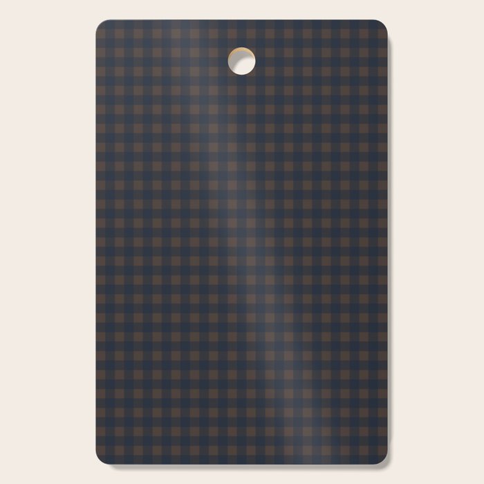Gingham Check Dark Plaid Pattern in Navy Blue and Brown Cutting Board Gallery Image 1